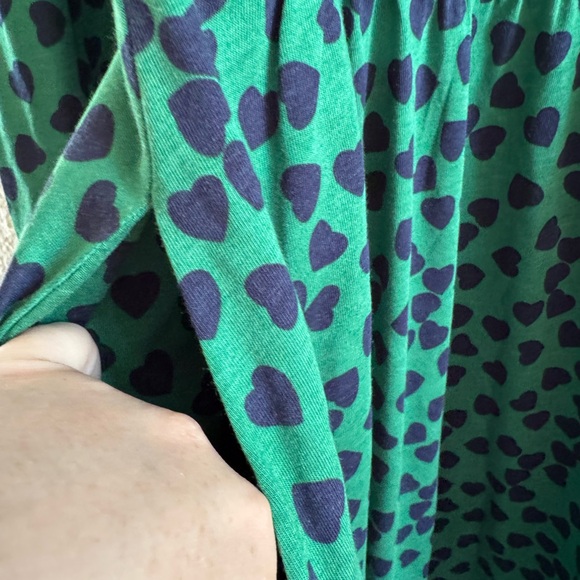 Boden NWT Alexandra Jersey Midi Dress Green Navy Hearts size US 14 R - Picture 9 of 15
